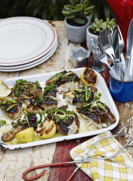 Butterflied Chicken with Black Olive and Preserved Lemon Dressing