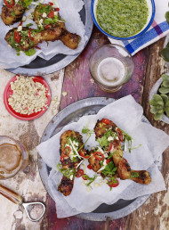 Thai Chicken Drumsticks with Coriander Dipping Sauce 