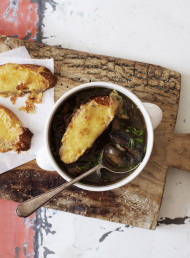 Mixed Mushroom Soup with Cheesy Toasts