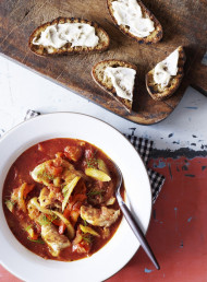 Fish Soup with Roasted Tomatoes, Paprika and Oregano 