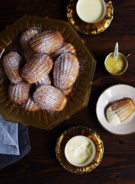 Warm Lemon Madeleines with Lemon Posset and Lemon Curd