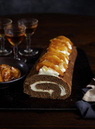Ginger Roulade with Tamarind Glazed Mango and Mascarpone