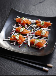 Sak and Kaffir Lime Cured Salmon