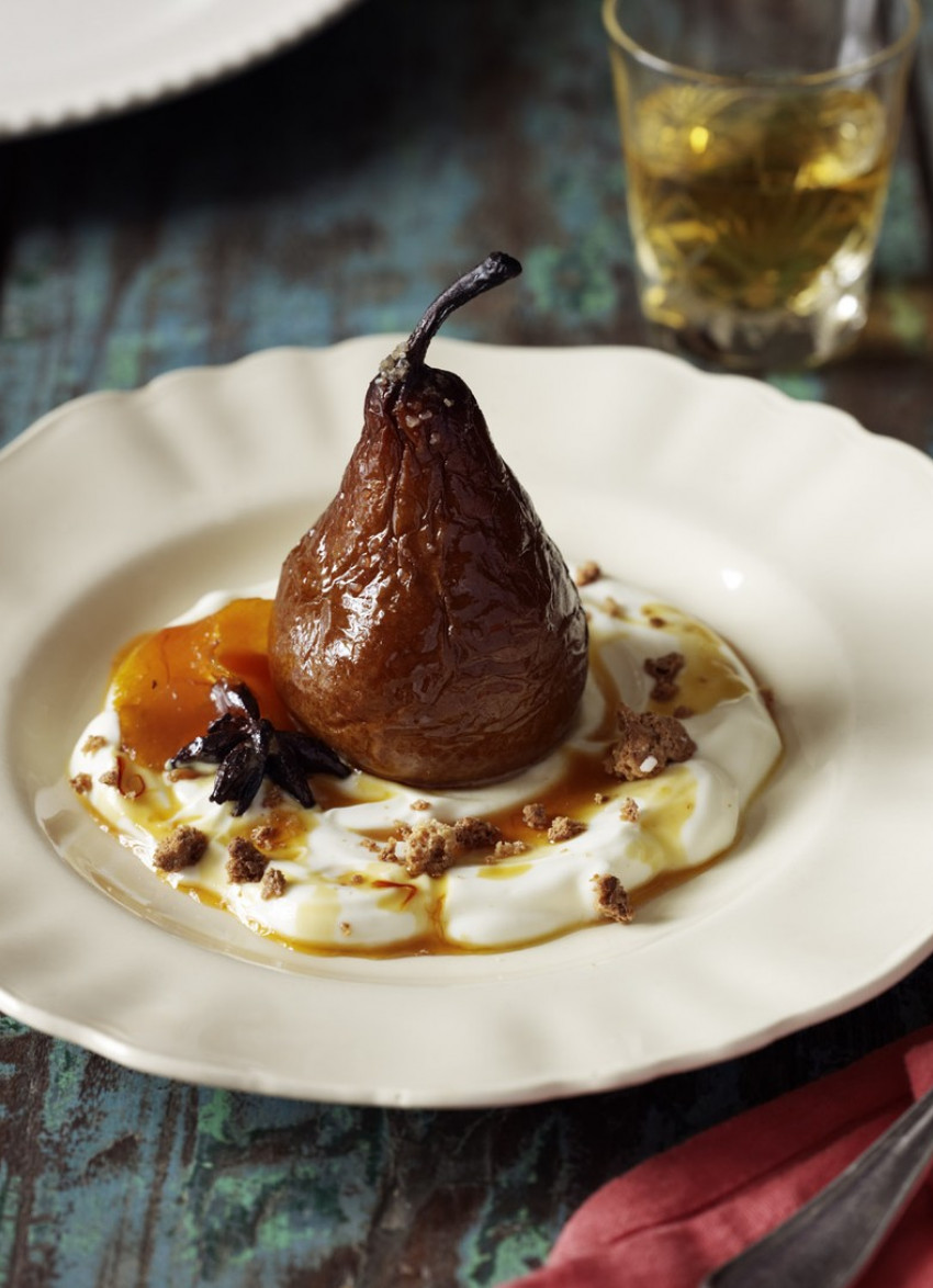 Saffron and Star Anise Roasted Pears