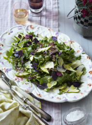 Broad Bean, Rocket and Pear Salad with Shaved Parmesan