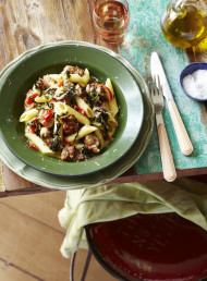 Spicy Sausage, Pepperdew and Silverbeet Penne