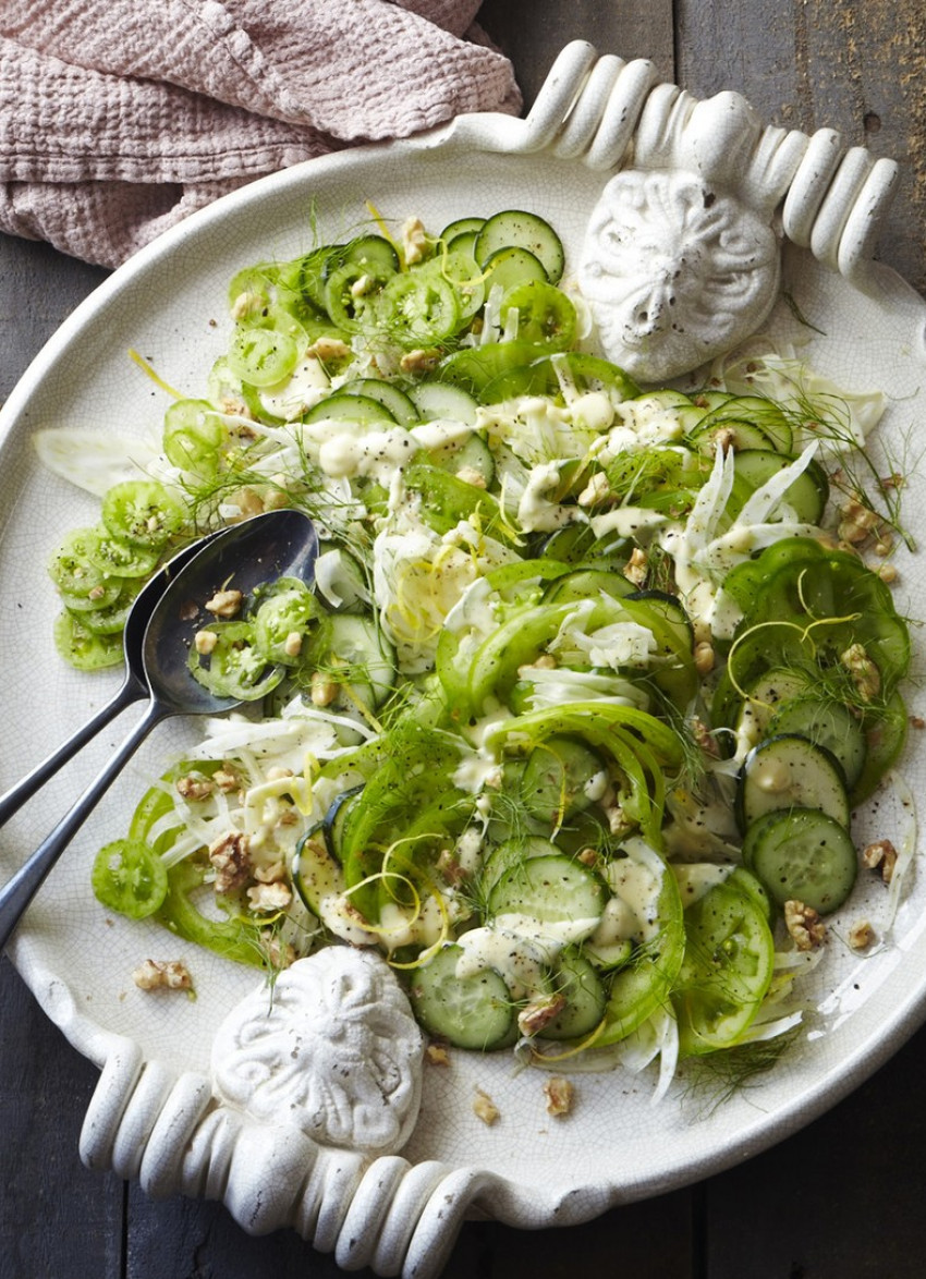 Green Tomato and Roasted Walnut Salad
