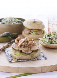 Bagels with Shaved Pork, Fennel and Lime Salad