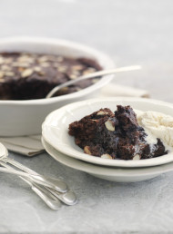 Saucy Chocolate Pudding with Toasted Almonds 