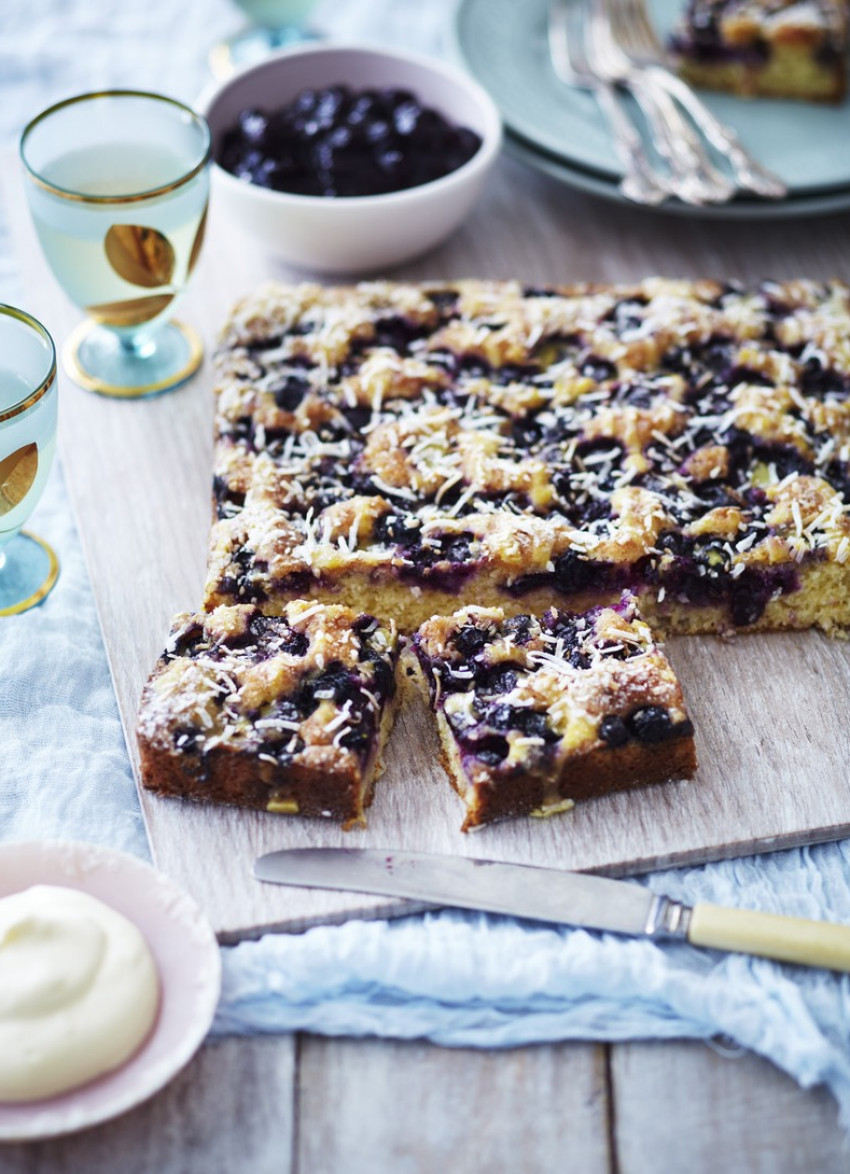 Blueberry, Orange and Coconut Slab Cake
