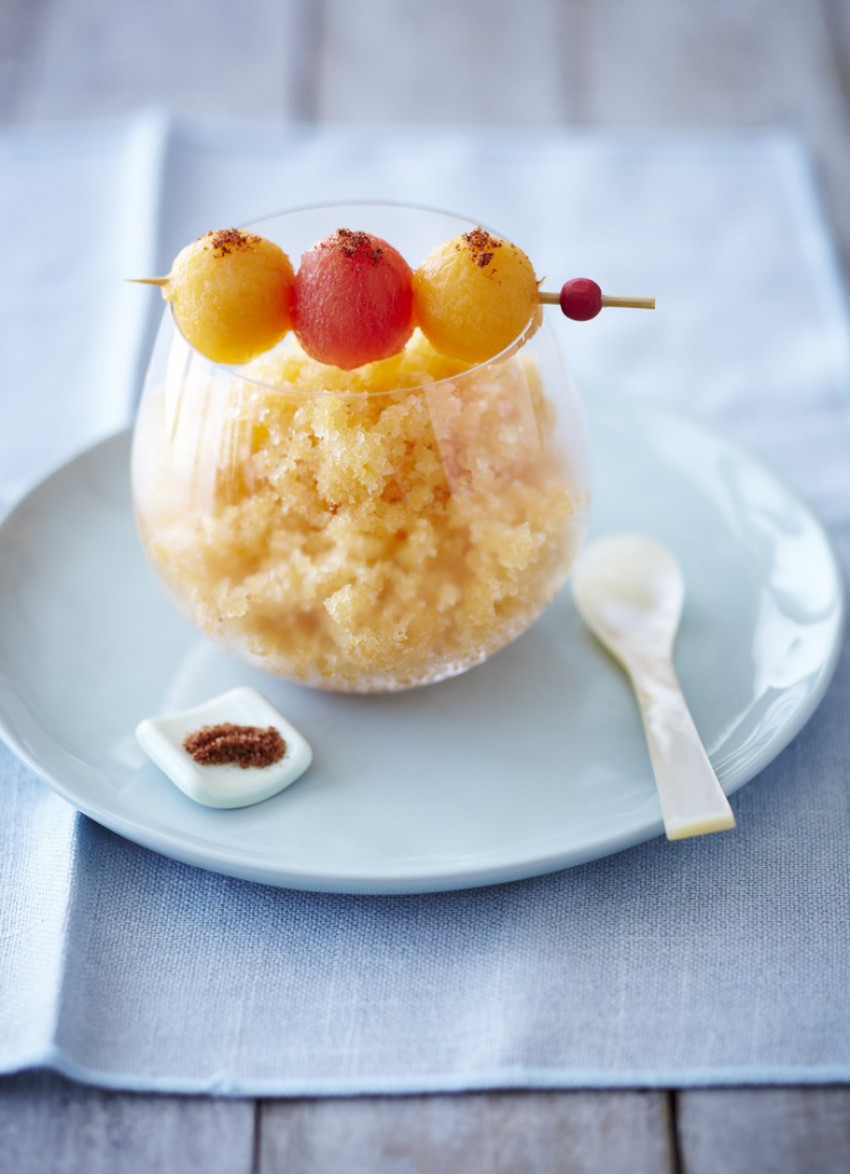 Rockmelon and Mint Granita with Chilli Lime Salt