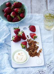 Strawberries, Macadamia Crunch and Sour Cream