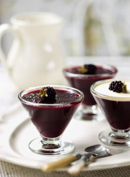 Chilled Blackberry, Red Wine and Pearl Tapioca Puddings