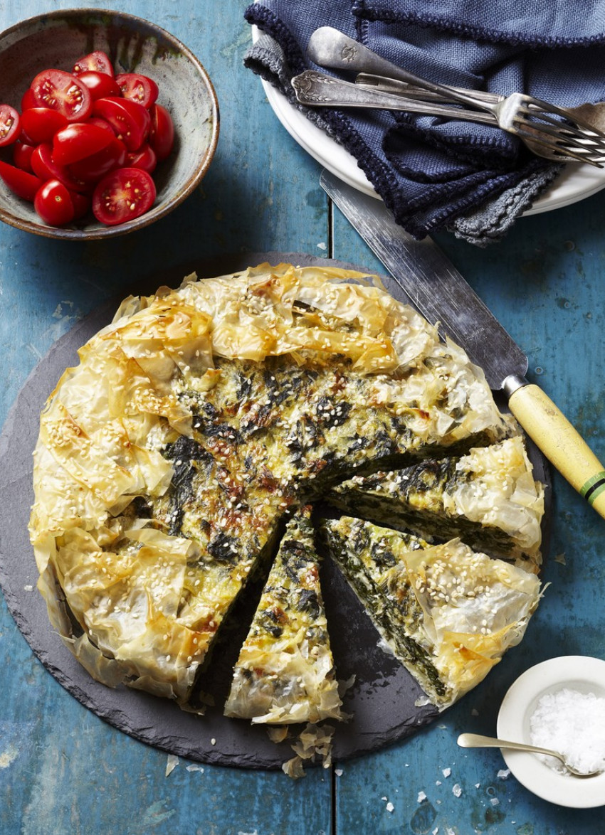 Mixed Greens and Two Cheese Tart