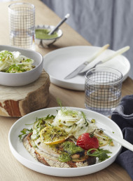 Chicken on Sourdough Croutons with Herb and Caper Sauce