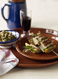 Grilled Tuna Skewers with Green Olive Relish