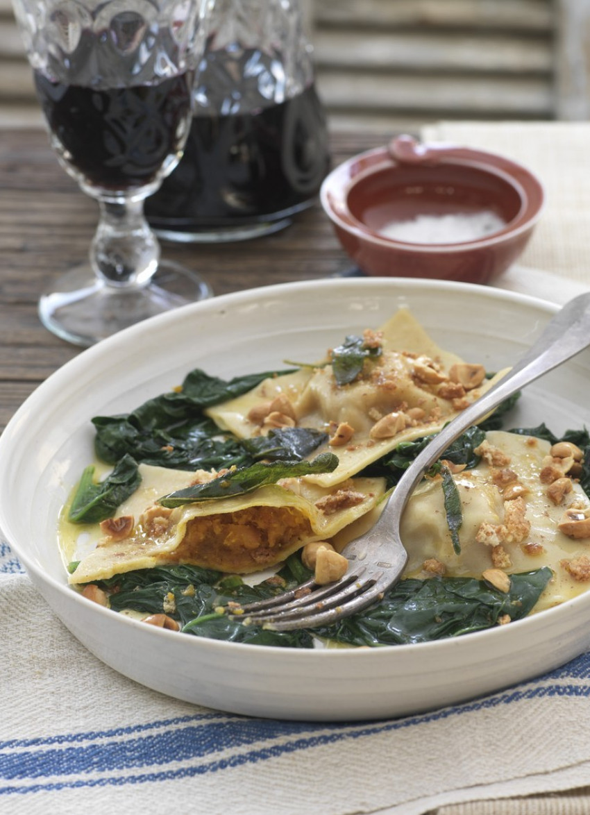 Pumpkin Ravioli with Brown Butter, Sage and Hazelnuts