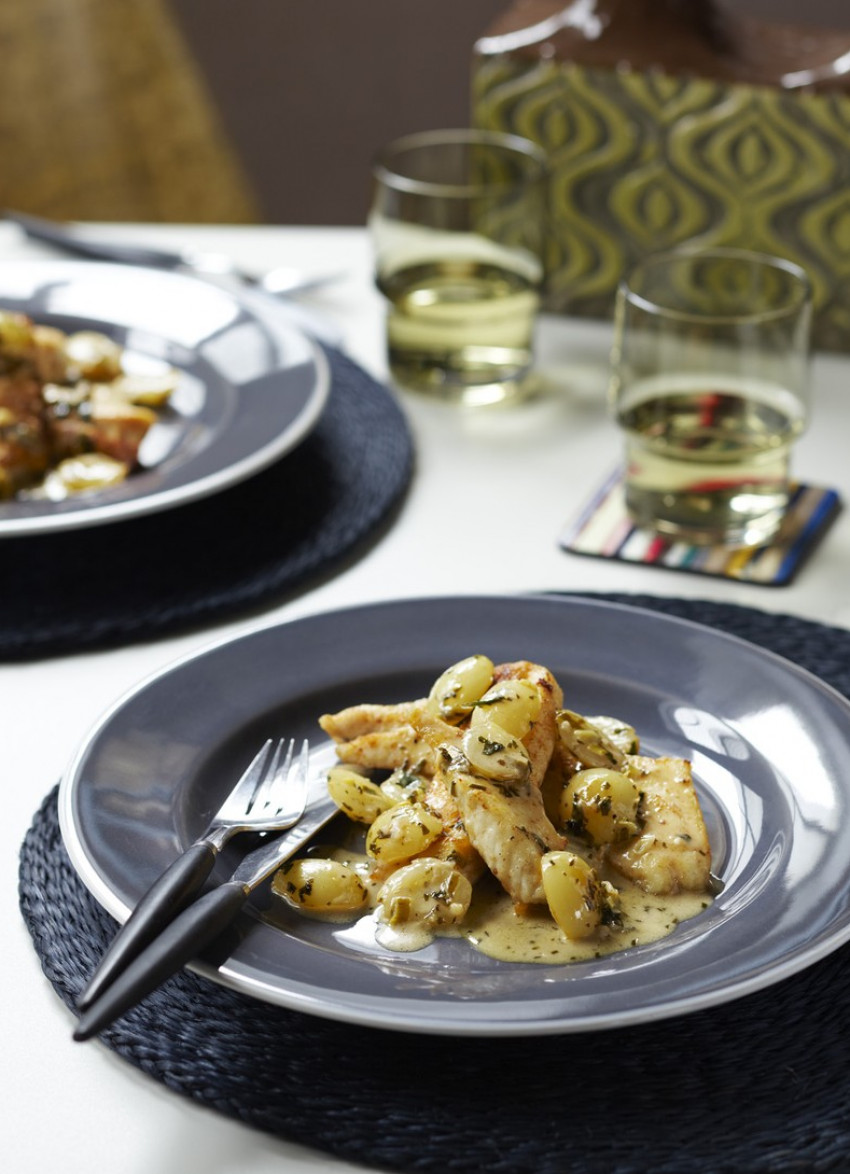 Market Fish with White Wine, Grapes and Tarragon