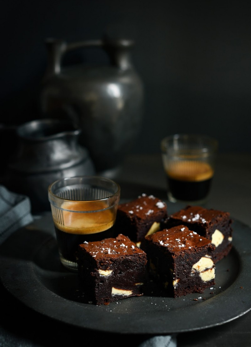 Dark and White Chocolate Brownies with Sea Salt