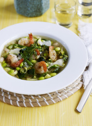 Summer Minestrone with Garlic Prawns
