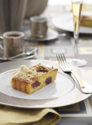 Pistachio and Black Doris Plum Tart