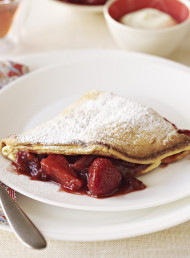 Sweet Souffle Omelette with Rhubarb and Strawberry Compote