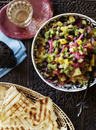 Grilled Pineapple and Black Bean Salsa with Mint and Lemongrass