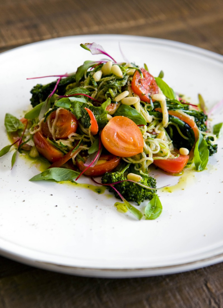 Zucchini Pasta with Preserved Lemon and Basil with Rocket Pesto Dressing