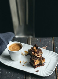 Coffee, Hazelnut and Dark Chocolate Caramel Slice