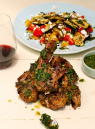 Chimichurri Lamb Chops and Char-grilled Vegetable Salad