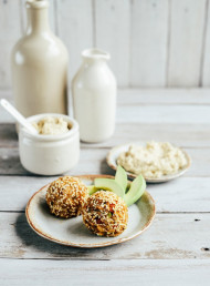 Pumpkin Brown Rice Balls with Hummus or Tamari (vegan) 
