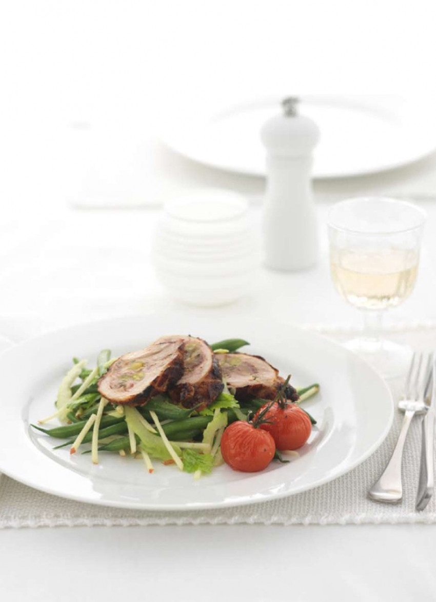 Chicken with Goats Cheese, Date and Pistachio Stuffing