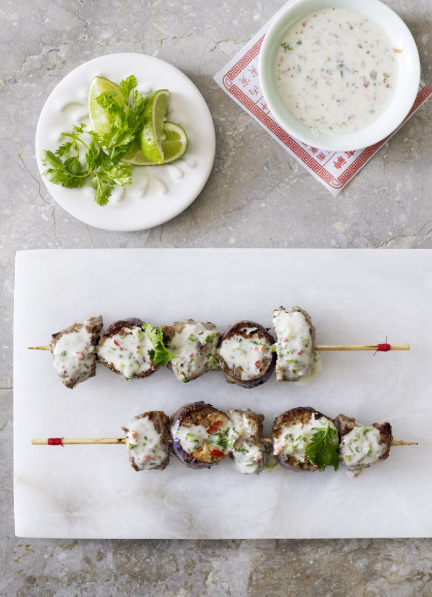 Lemongrass, Lime and Coconut Lamb and Eggplant Kebabs