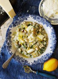Lemon, Rocket and Ricotta Risotto with Roasted Hazelnuts
