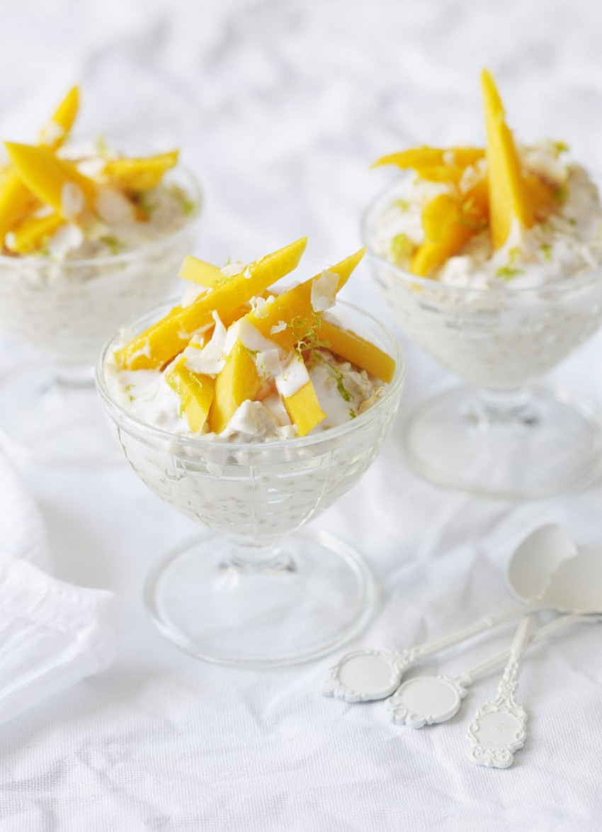 Coconut and Lime Rice Pudding with Fresh Papaya