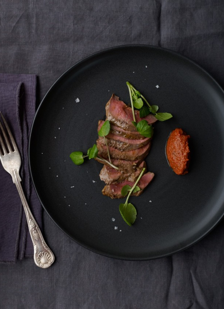 Grilled Lamb's Hearts with Harissa