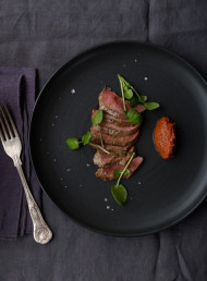 Grilled Lamb's Hearts with Harissa