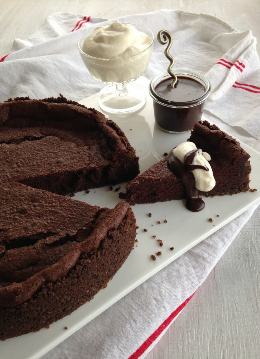 Double Chocolate Tart with Fudge Sauce