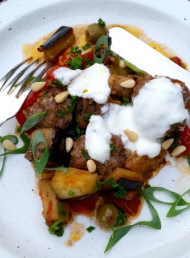 Baked Lamb Meatballs and Vegetables