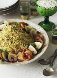 Sweet Couscous with Almond Cream and Poached Fruits