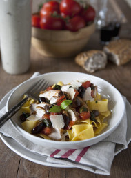 Chicken with Tomato, Anchovy and Black Olive Sauce