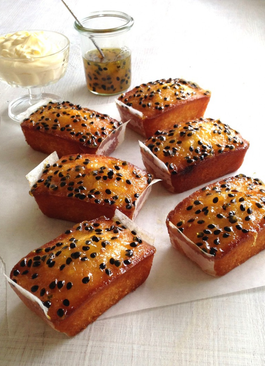 Coconut, Passionfruit and Orange Syrup Mini Loaves