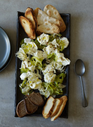 Mozzarella with Pickled Green Tomato and Fennel Salad