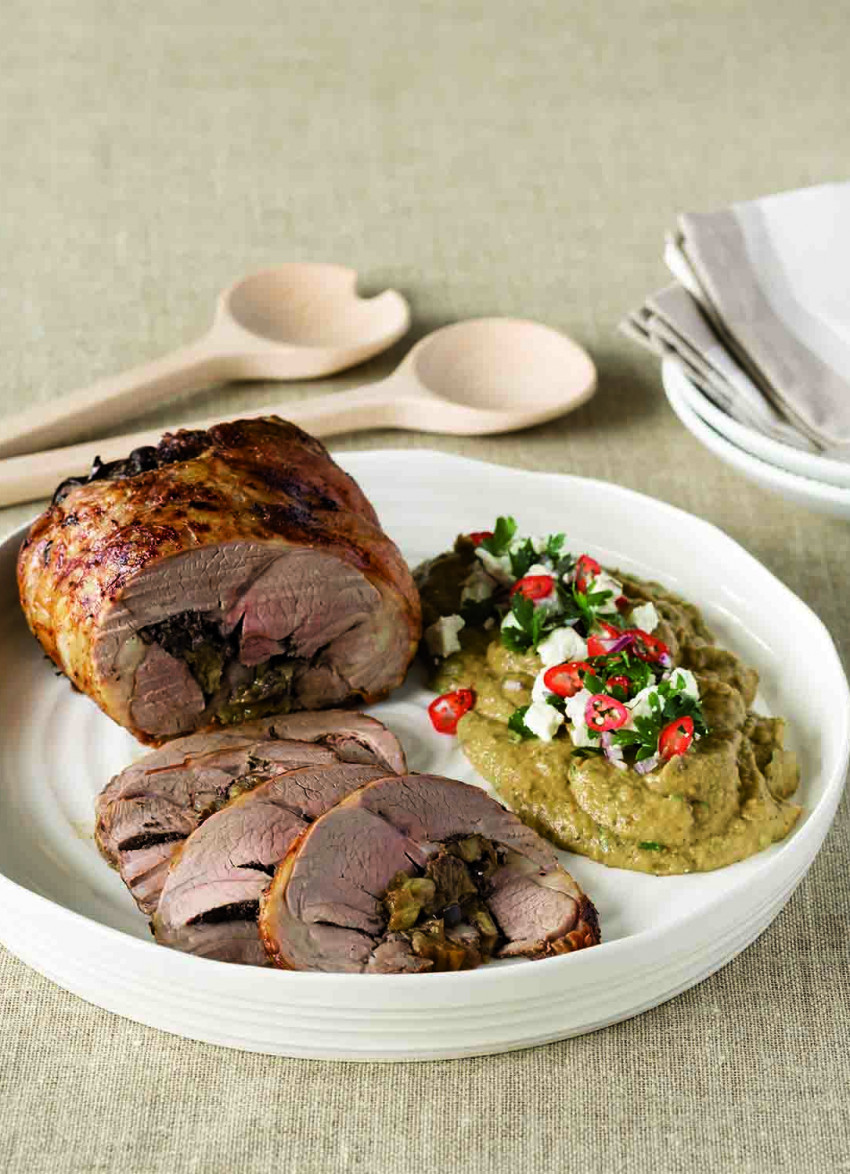 Roast Lamb with Eggplant Salad