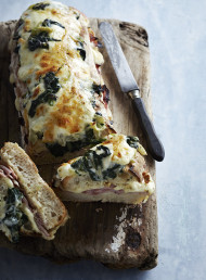 Ham, Mozzarella and Wilted Greens “Croque Monsieur”