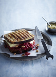 Red Cabbage Sauerkraut, Hazelnut, Salami and Gruyere Cheese Toastie