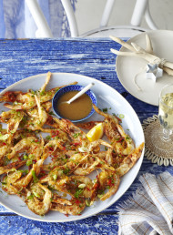 Butterflied Grilled Prawns with Miso and Coriander Dressing