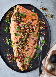 Harissa Roasted Salmon with Walnut Dukkah
