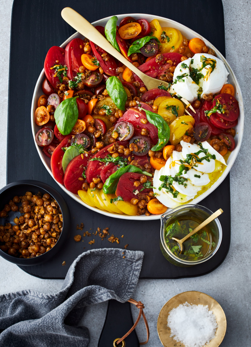 Mixed Tomato, Chickpea and Mozzarella Salad