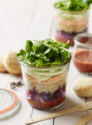 Quinoa, Beetroot and Hot Smoked Salmon Jar Salads